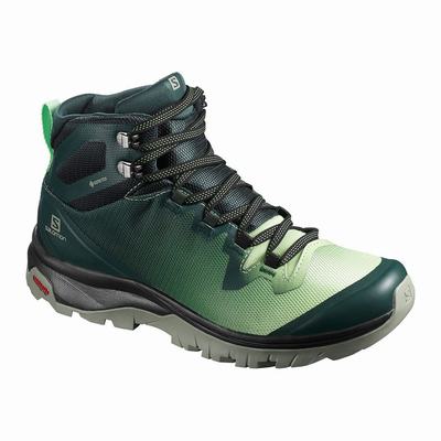 Női Salomon VAYA MID GORE-TEX Túracipő SA1658237 Zöld/Szürke